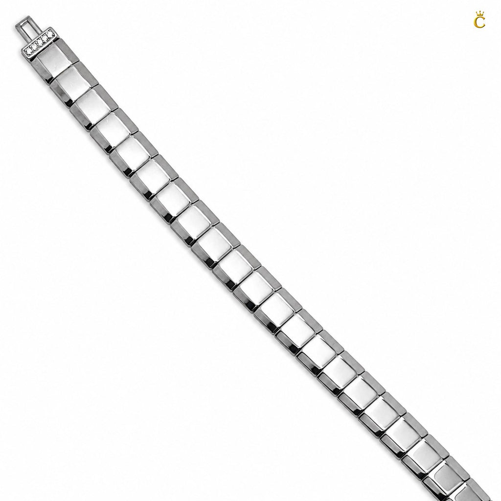Men's Silver Pave Link Bracelet