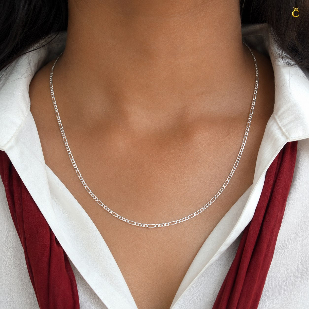 Premium Silver Figaro Chain Necklace