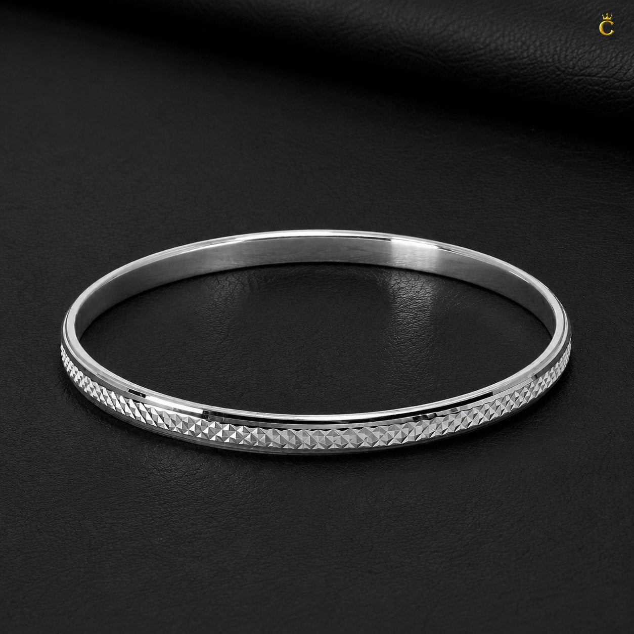 Silver Textured Men's Cuff Bracelet