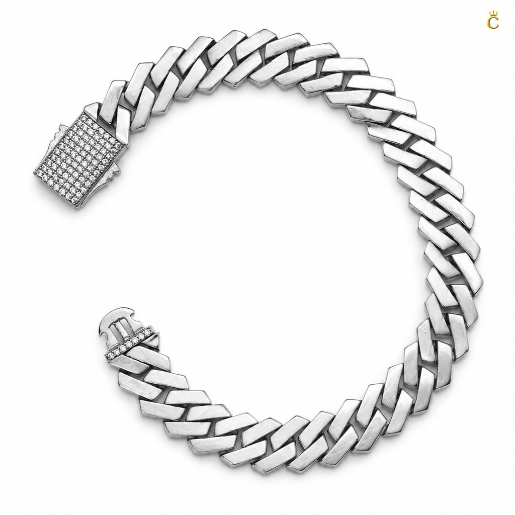 Paved Link Silver Bracelet