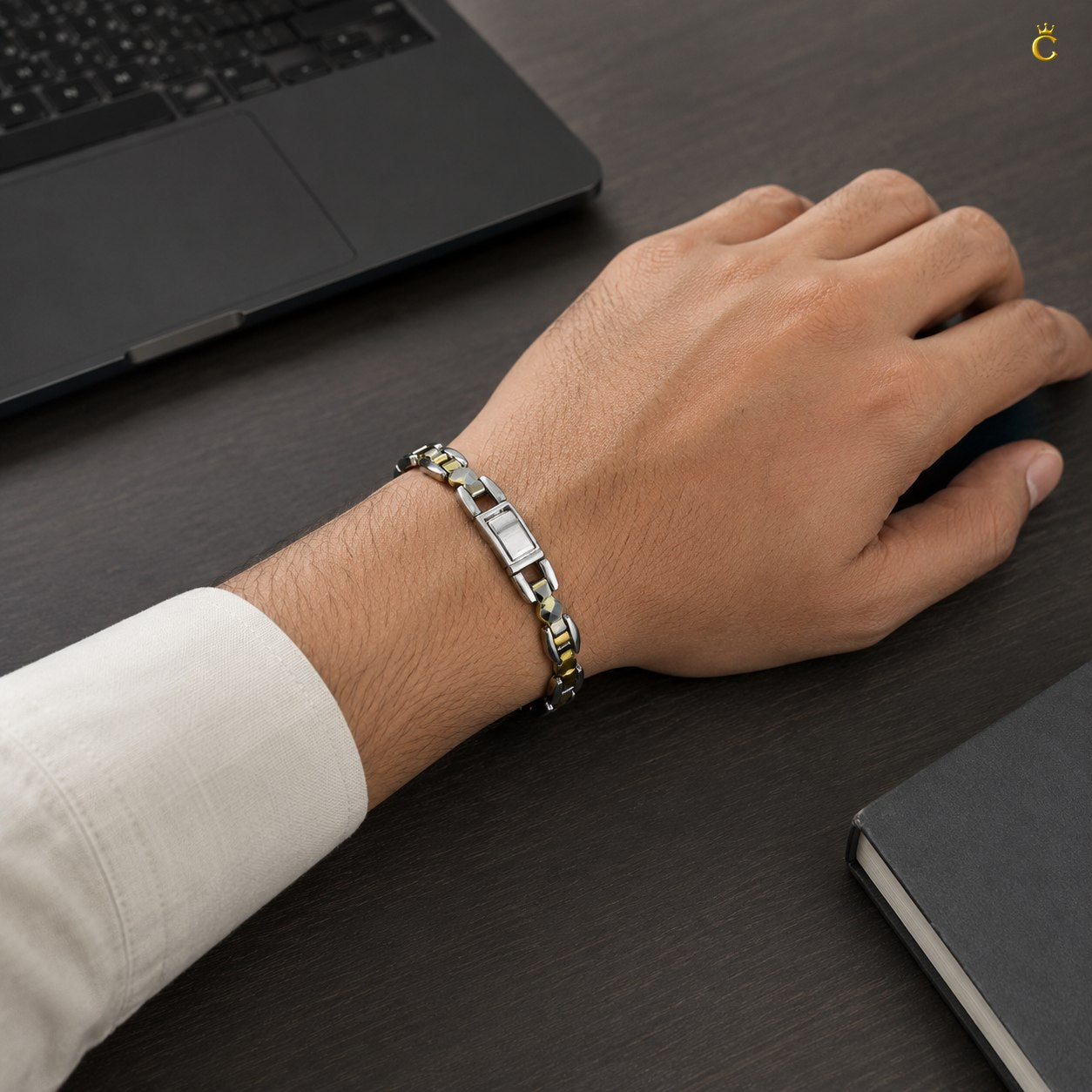 Men's Premium Two-Tone Silver Link Bracelet