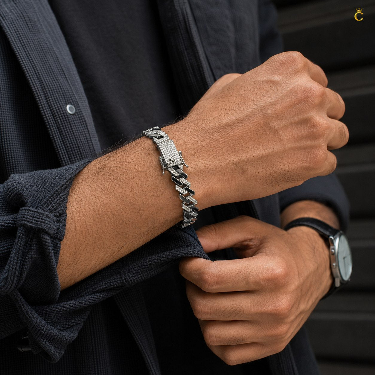 Silver Iced Out Cuban Link Bracelet