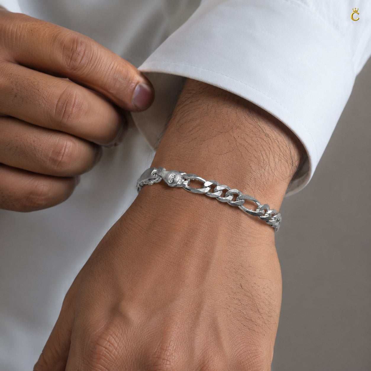 Silver Figaro Link Bracelet