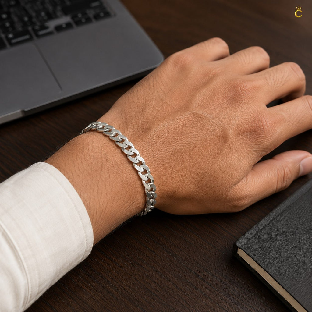 Men's Silver Cuban Link Chain Bracelet
