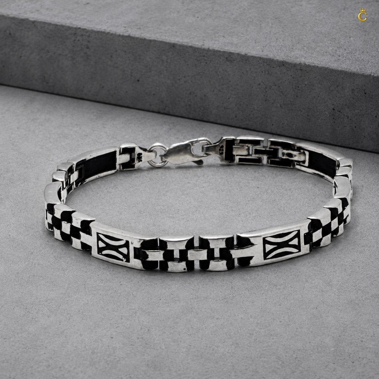 Turkish Oxidised Curve Link Bracelet