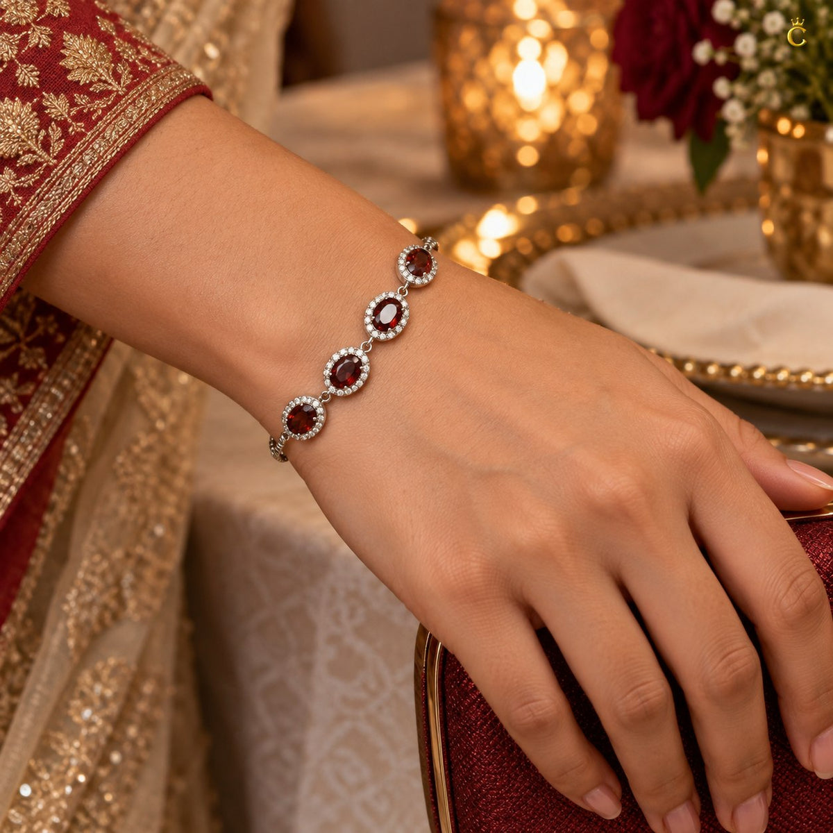 Ruby Royale Silver slider bracelet