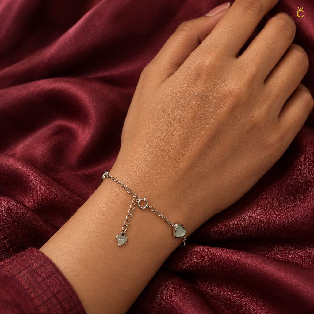 Silver Graceful eternal heart adjustable bracelet