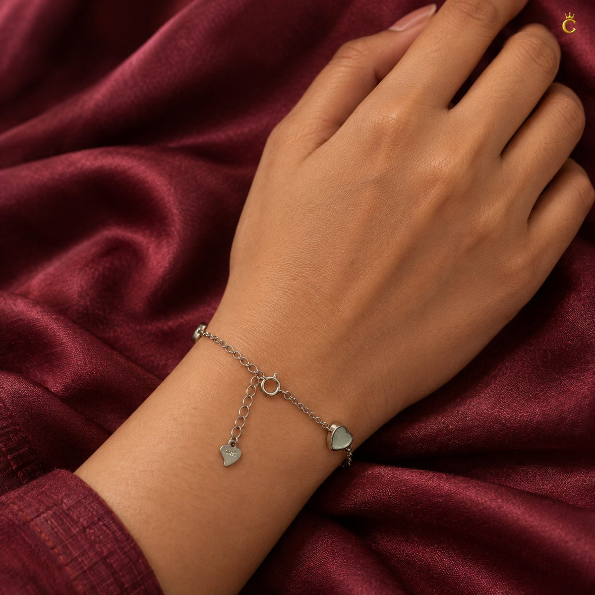 Silver Graceful eternal heart adjustable bracelet