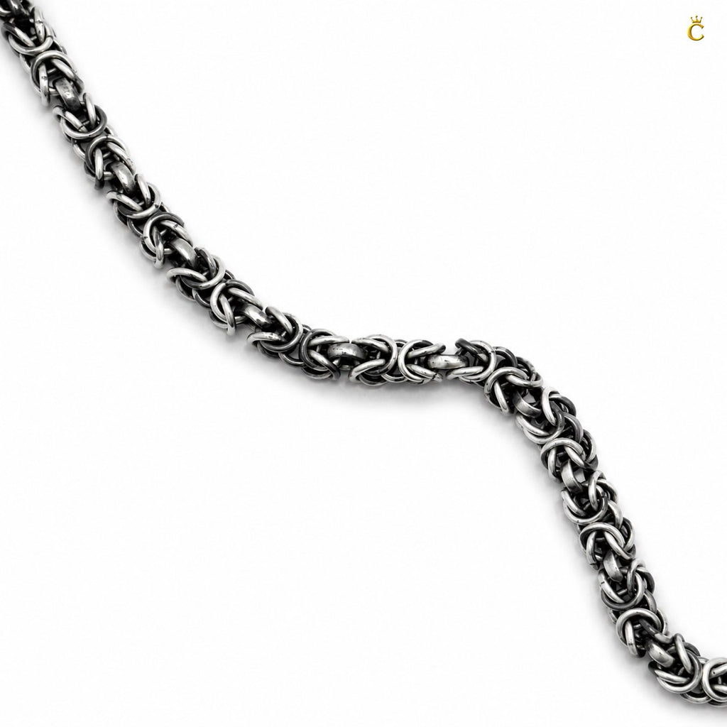 Oxidized Silver Byzantine Chain Bracelet for Men