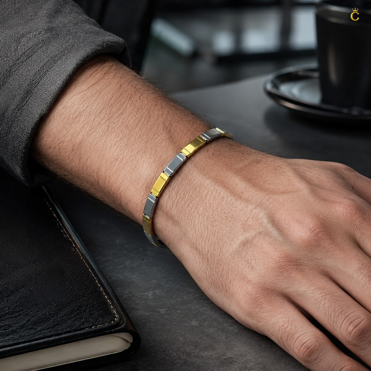 Modern Two-Tone Silver Men's Link Bracelet
