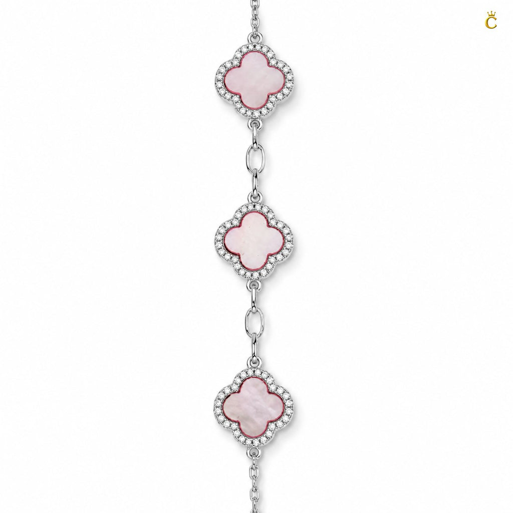 Celestora Luxurious Pink Clover 3 motiffs Van cliff Bracelet
