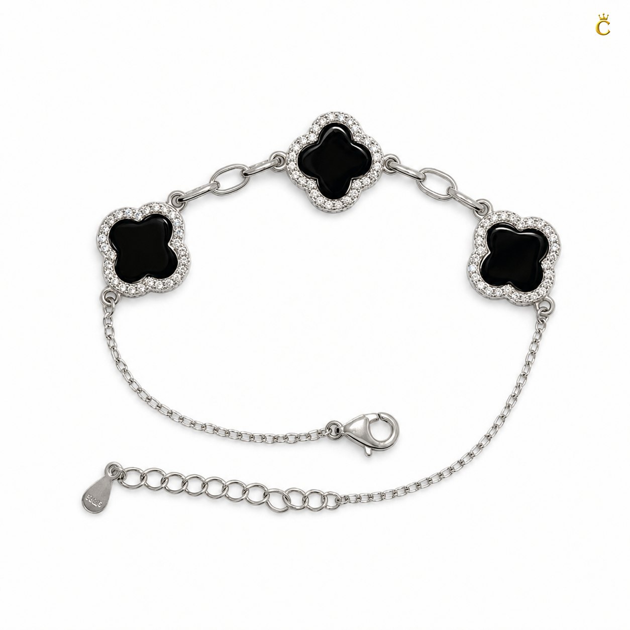 Celestora Onyx Black Three Clover Van cliff Bracelet