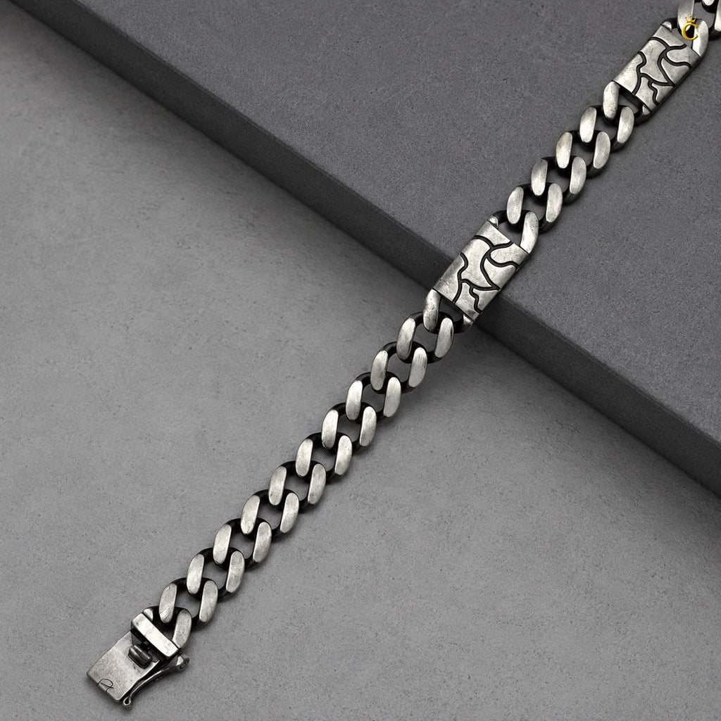 Celestora - Silver Italian-style Premium oxidized Curb bracelet: