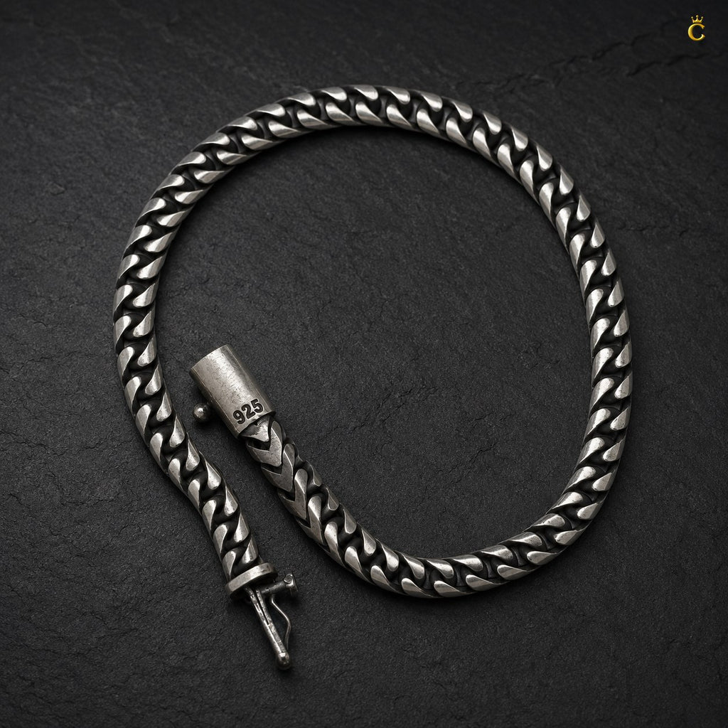 Celestora Stylish Turkish Silver Weave Bracelet for Men