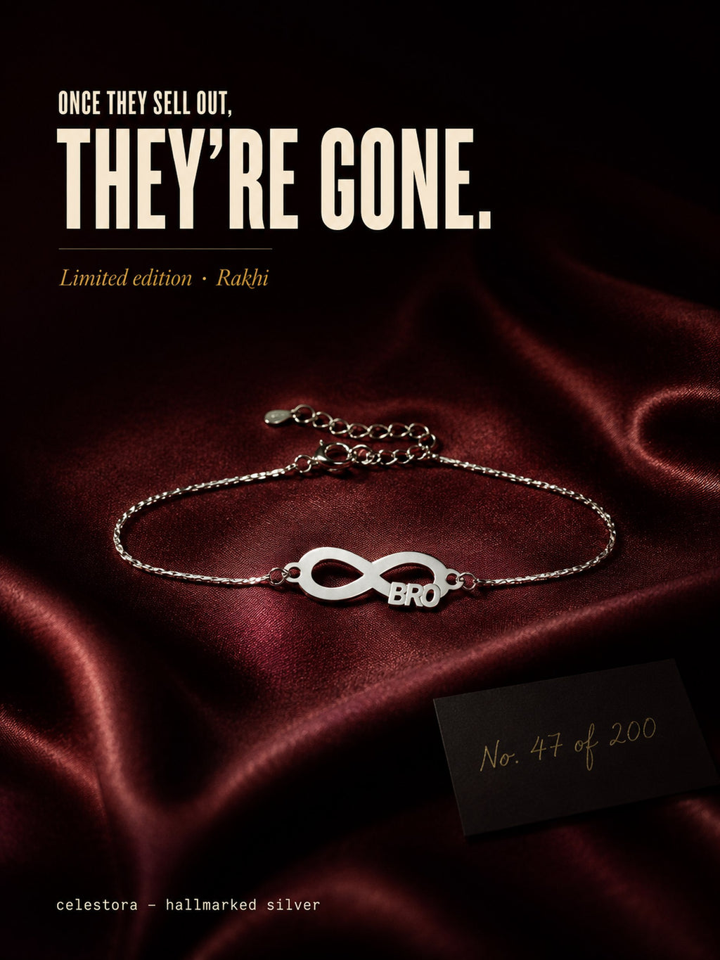 Premium Silver Infinity Love Bro Motif Rakhi Bracelet