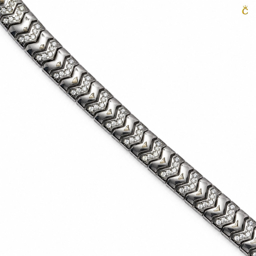 Men's Premium Silver Chevron Link Bracelet