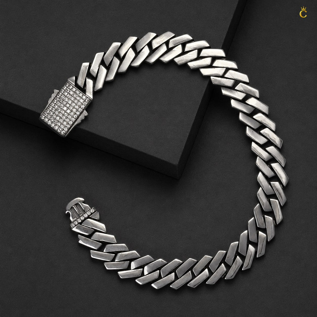 Paved Link Silver Bracelet
