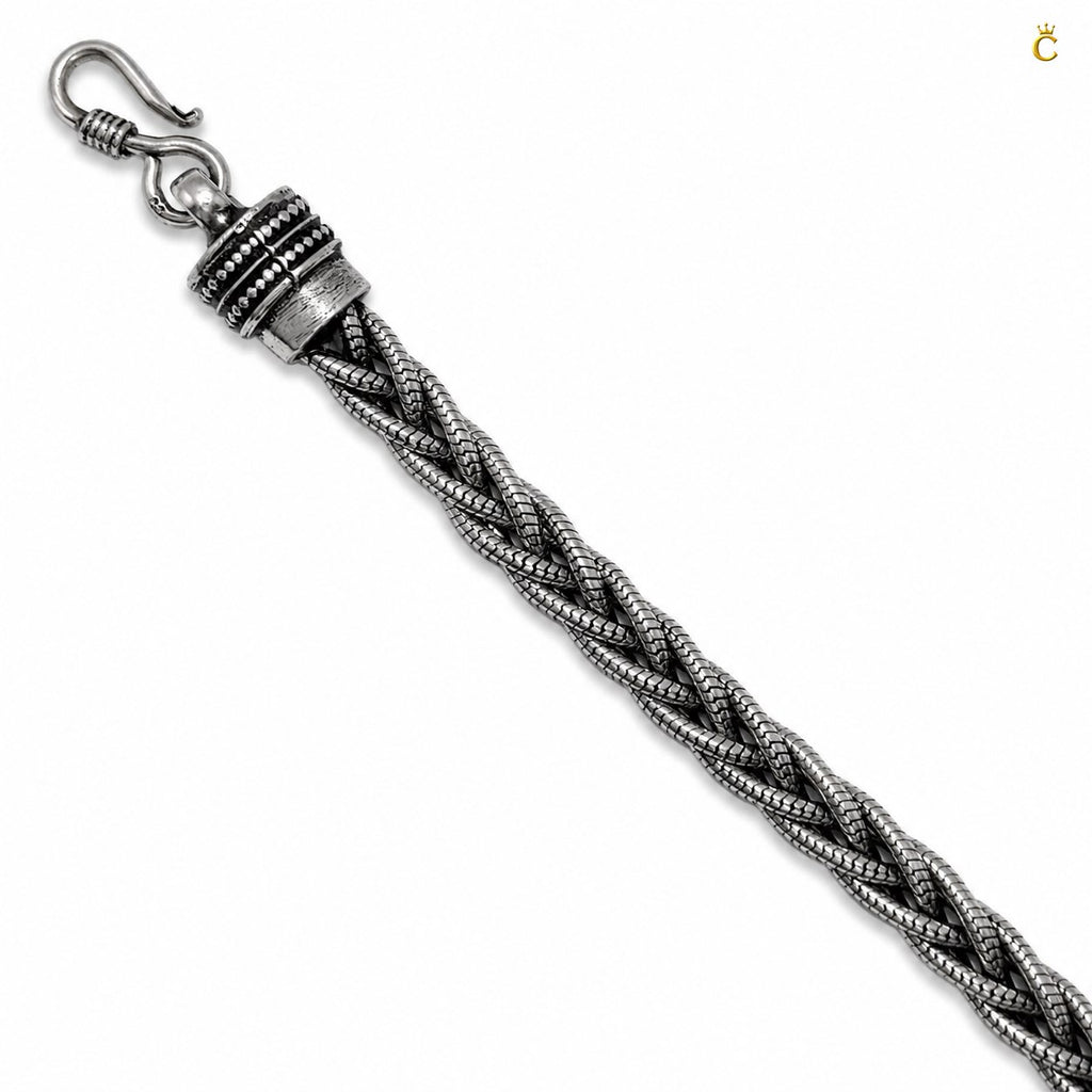 Celestora Braided Silver Bracelet with Hook Lock
