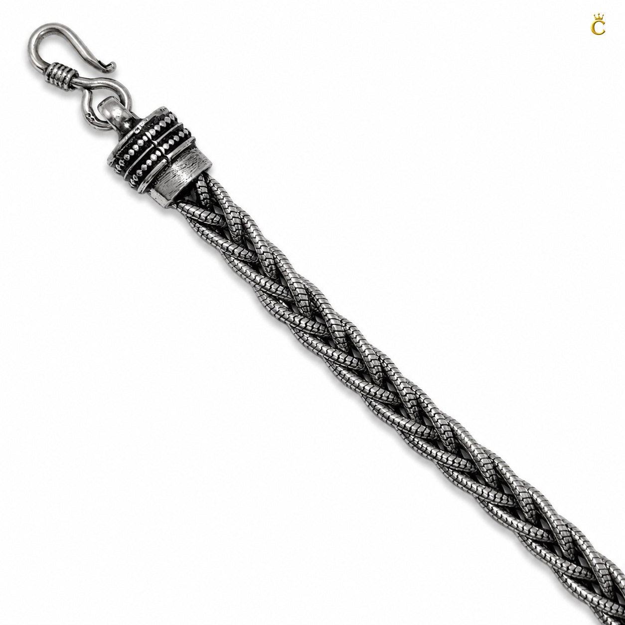Celestora Braided Silver Bracelet with Hook Lock