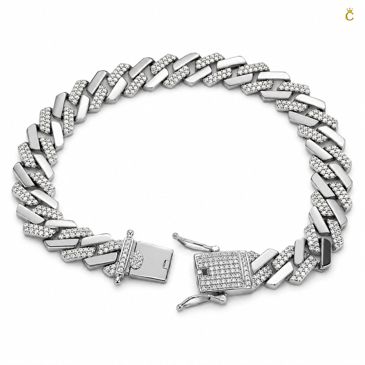 Silver Iced Out Cuban Link Bracelet