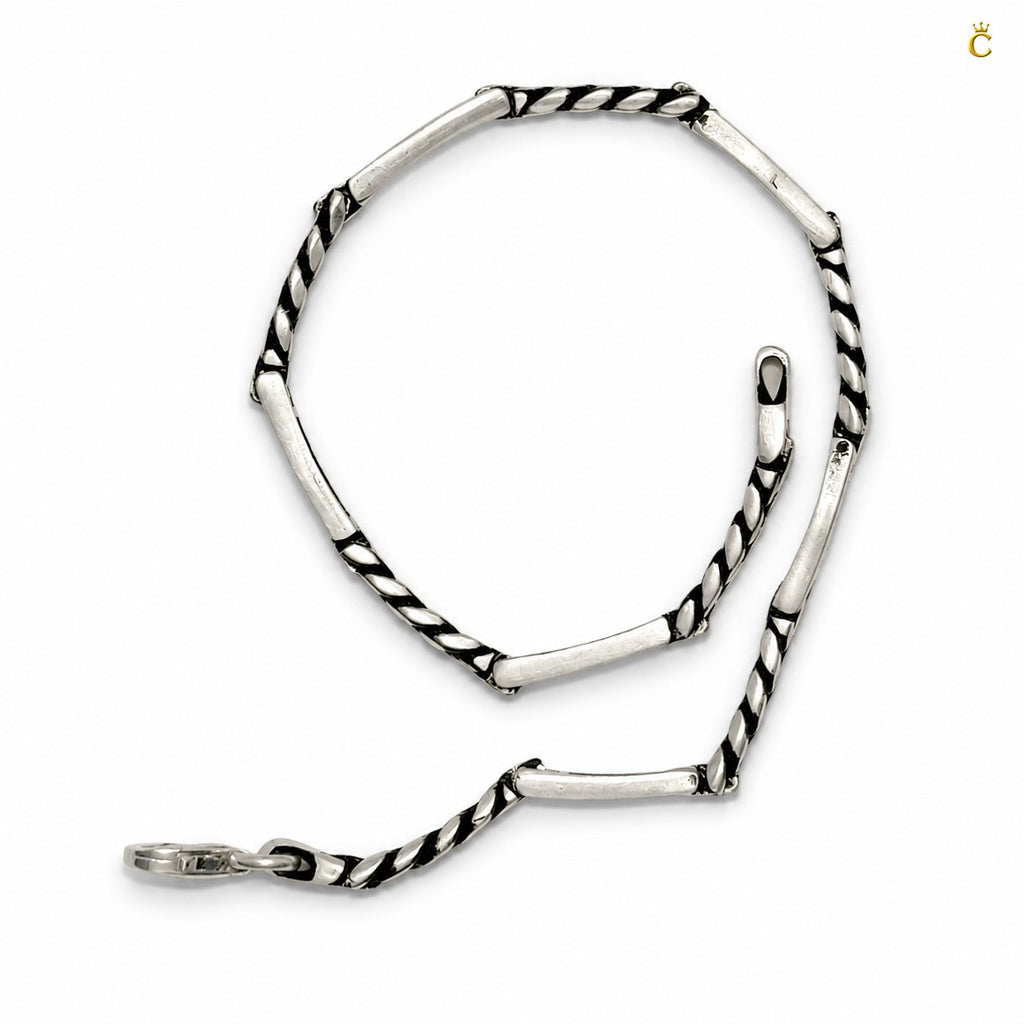 Silver Geometric Link Bracelet for Men