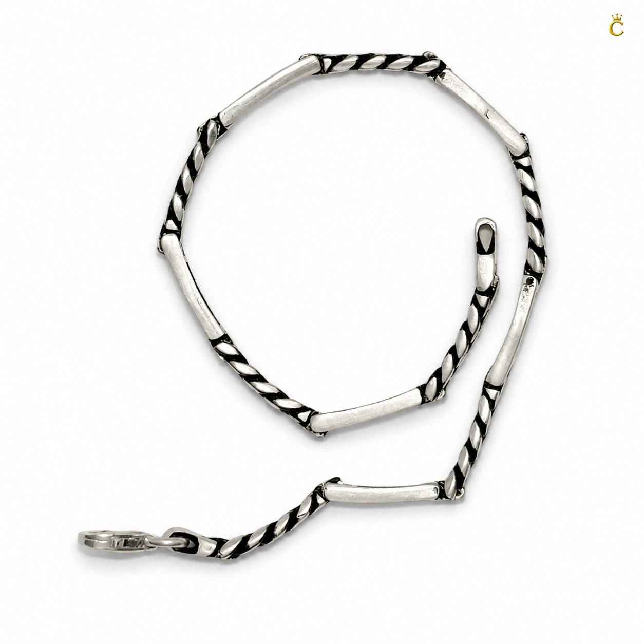 Silver Geometric Link Bracelet for Men