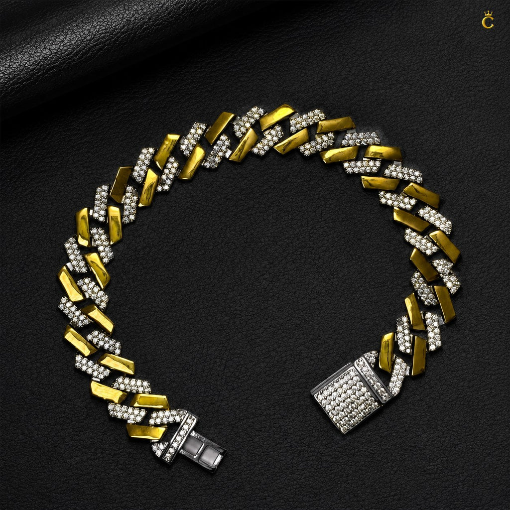 Men's Two-Tone Iced Out Cuban Link Bracelet