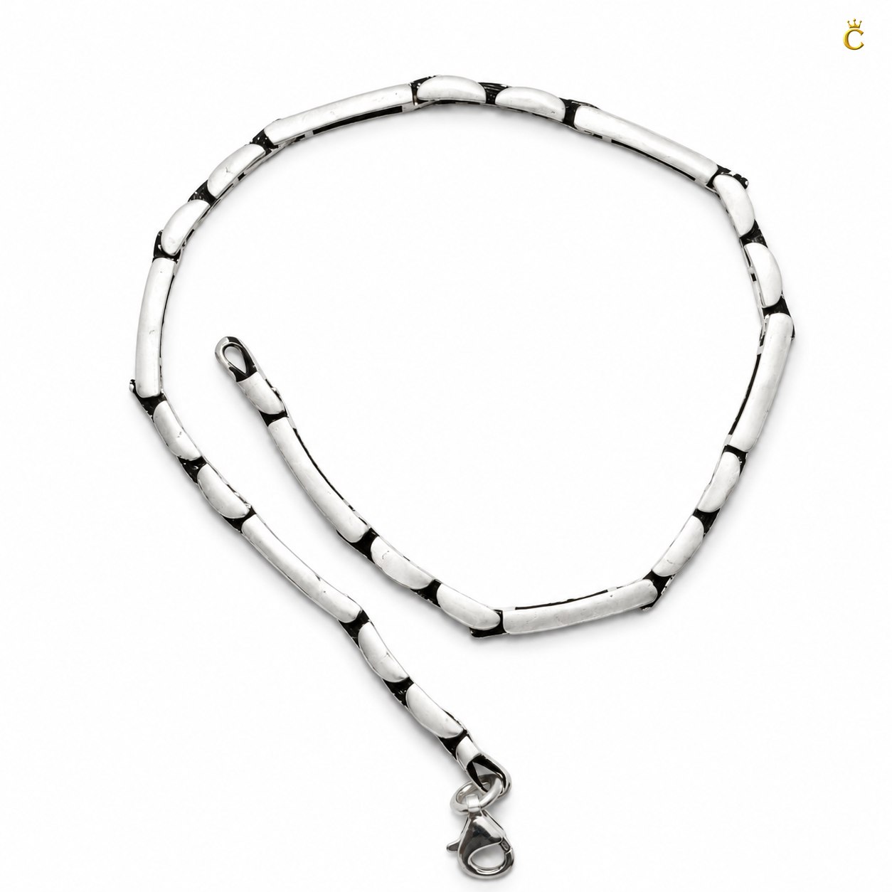 Men's Silver Geometric Link Bracelet