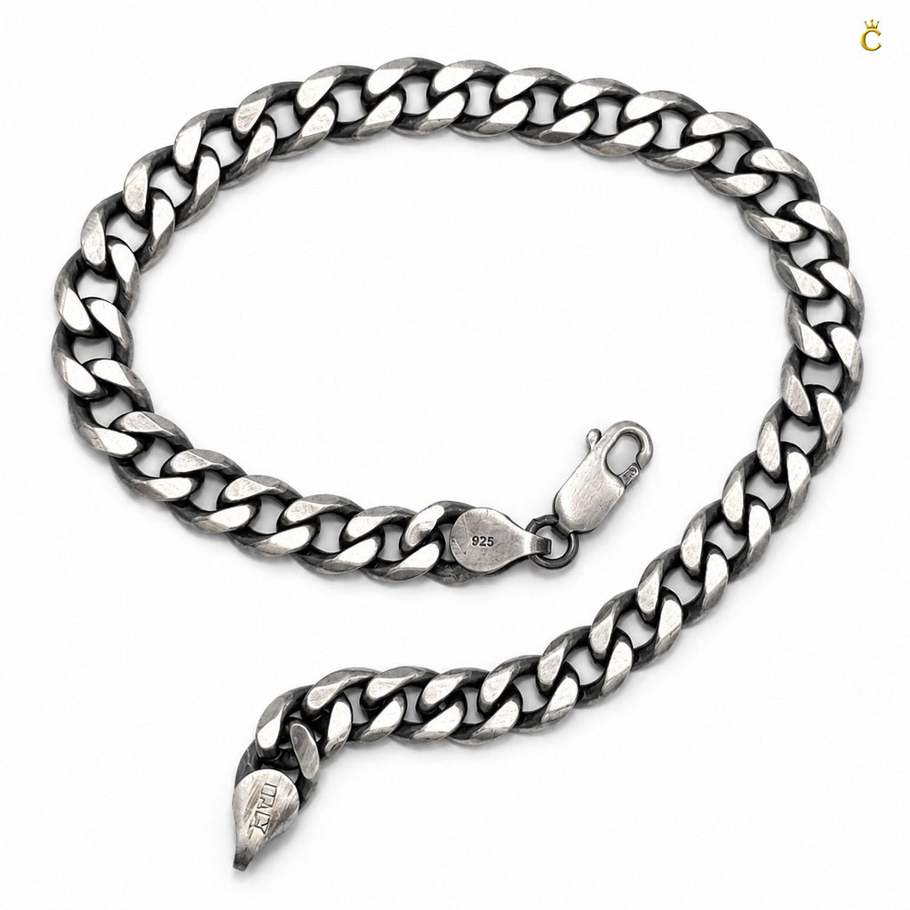 Silver Curb Chain Bracelet for Men