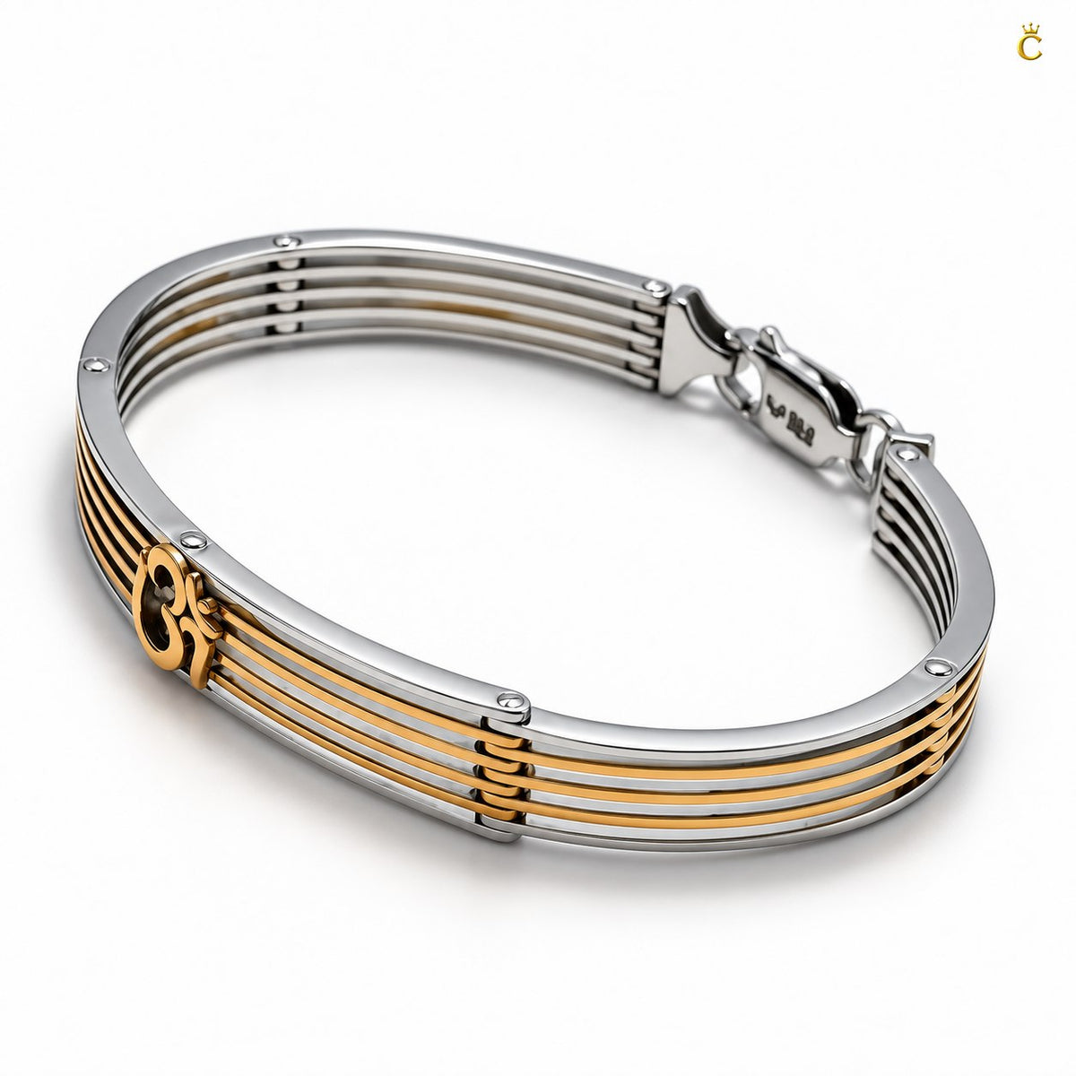 Premium Silver Om engraved Rose gold oval shaped Adjustable/foldable Kada