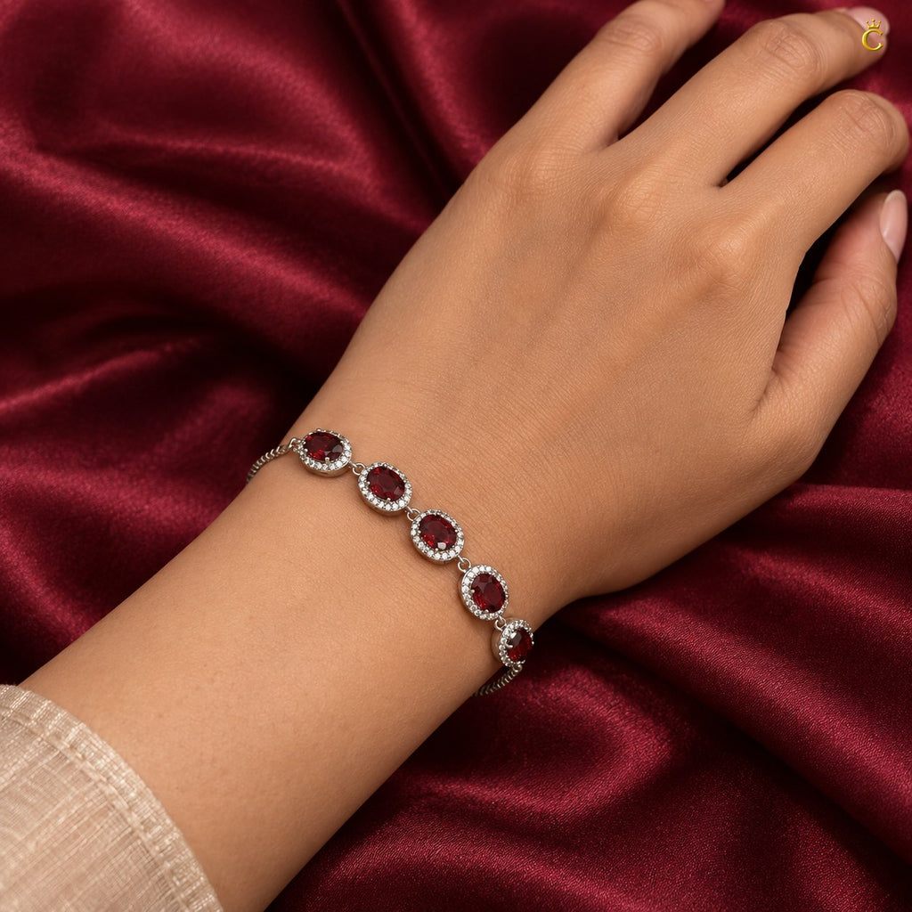 Ruby Royale Silver slider bracelet