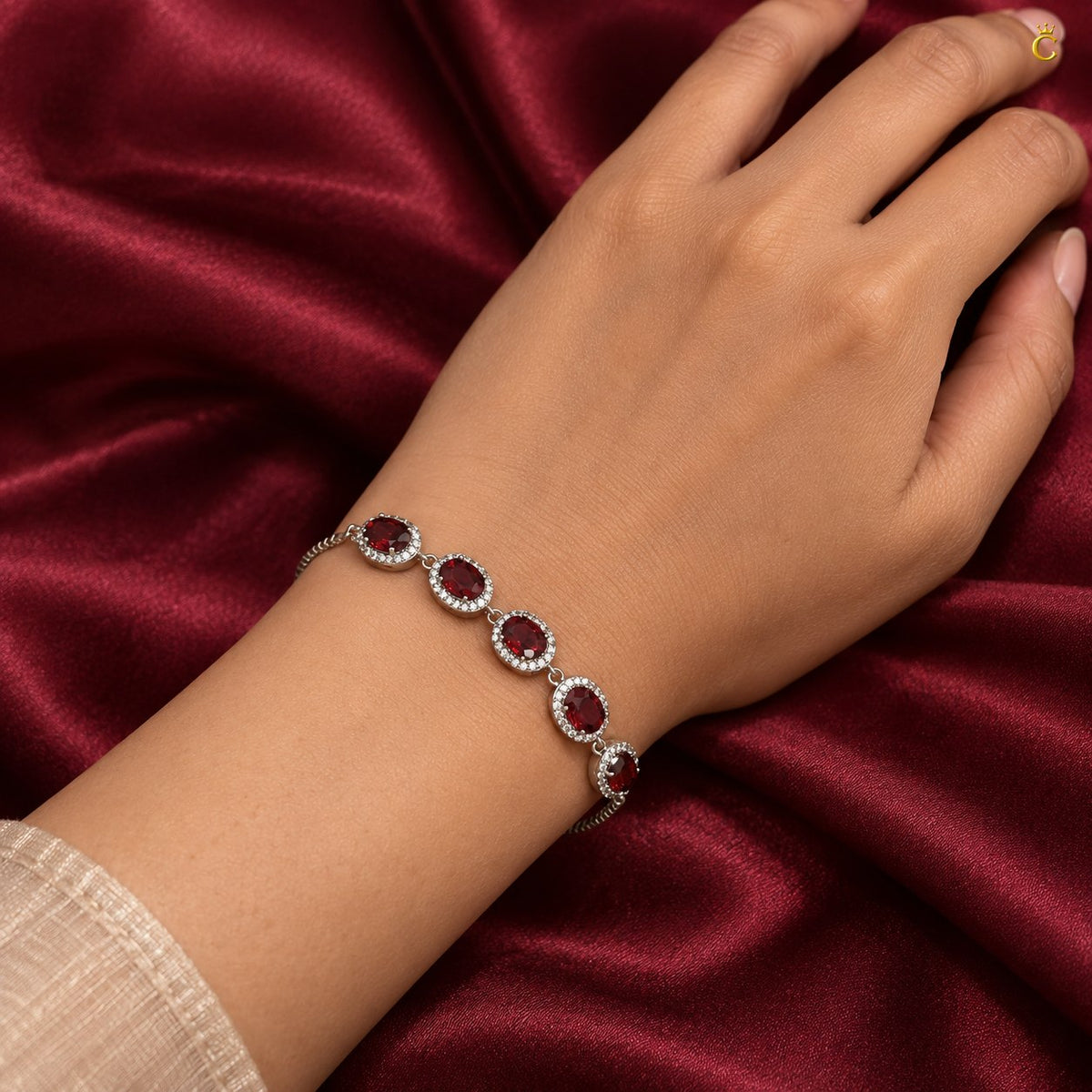 Ruby Royale Silver slider bracelet