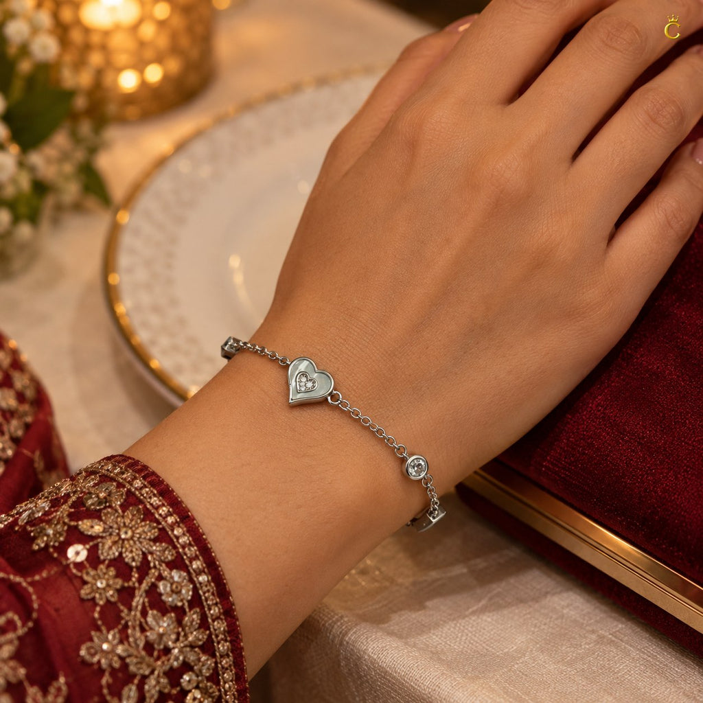 Silver Graceful eternal heart adjustable bracelet