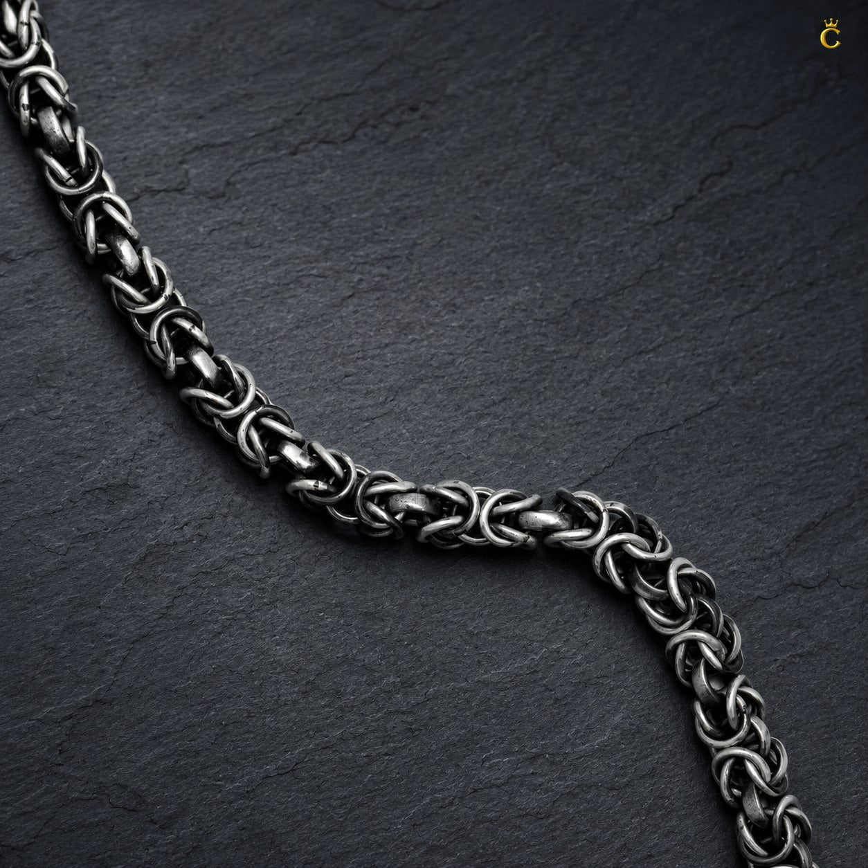 Oxidized Silver Byzantine Chain Bracelet for Men