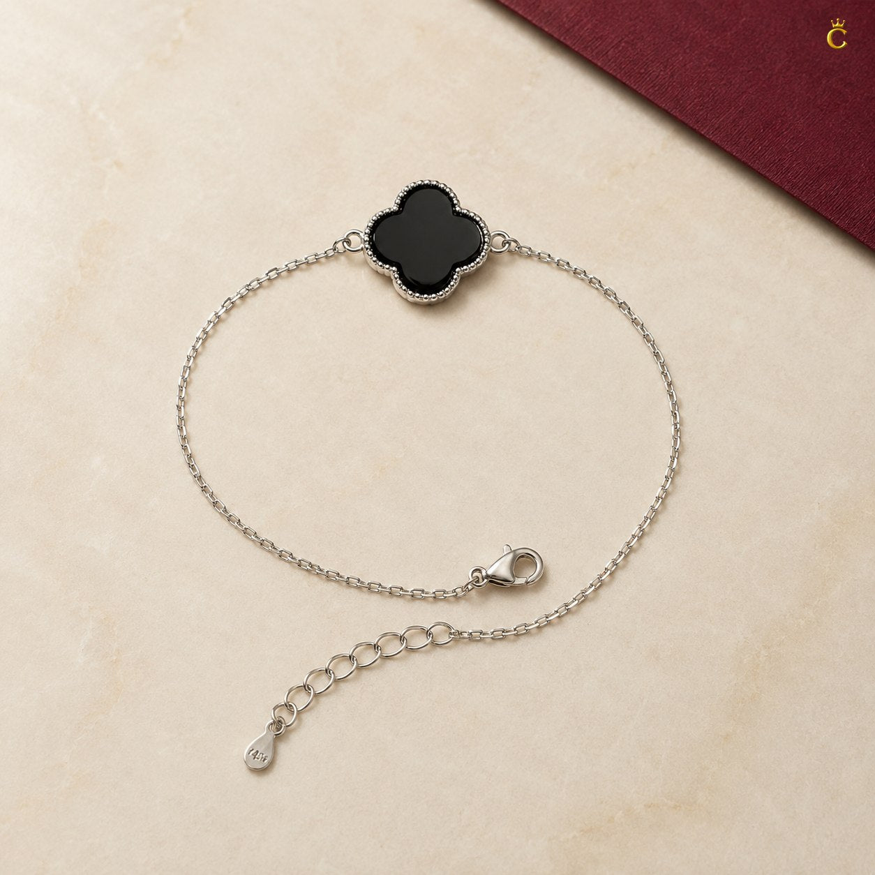 Celestora Onyx Black Clover Van cliff Bracelet