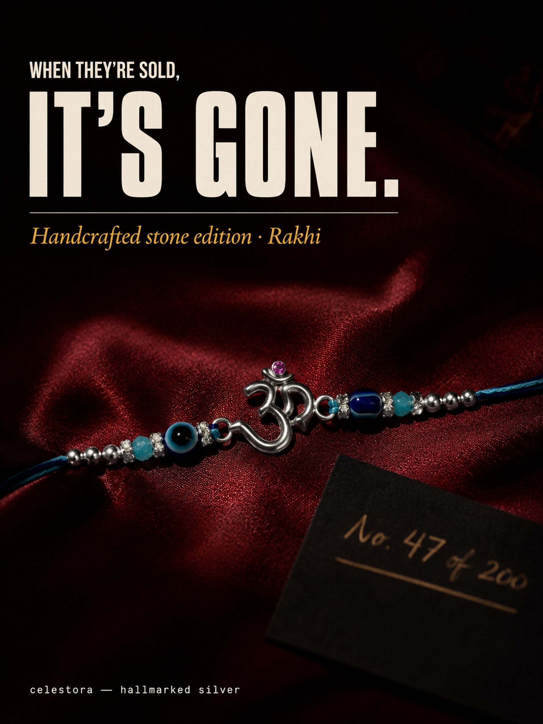 Celestora- Silver Om Evil Eye Premium Rakhi/ Bracelet