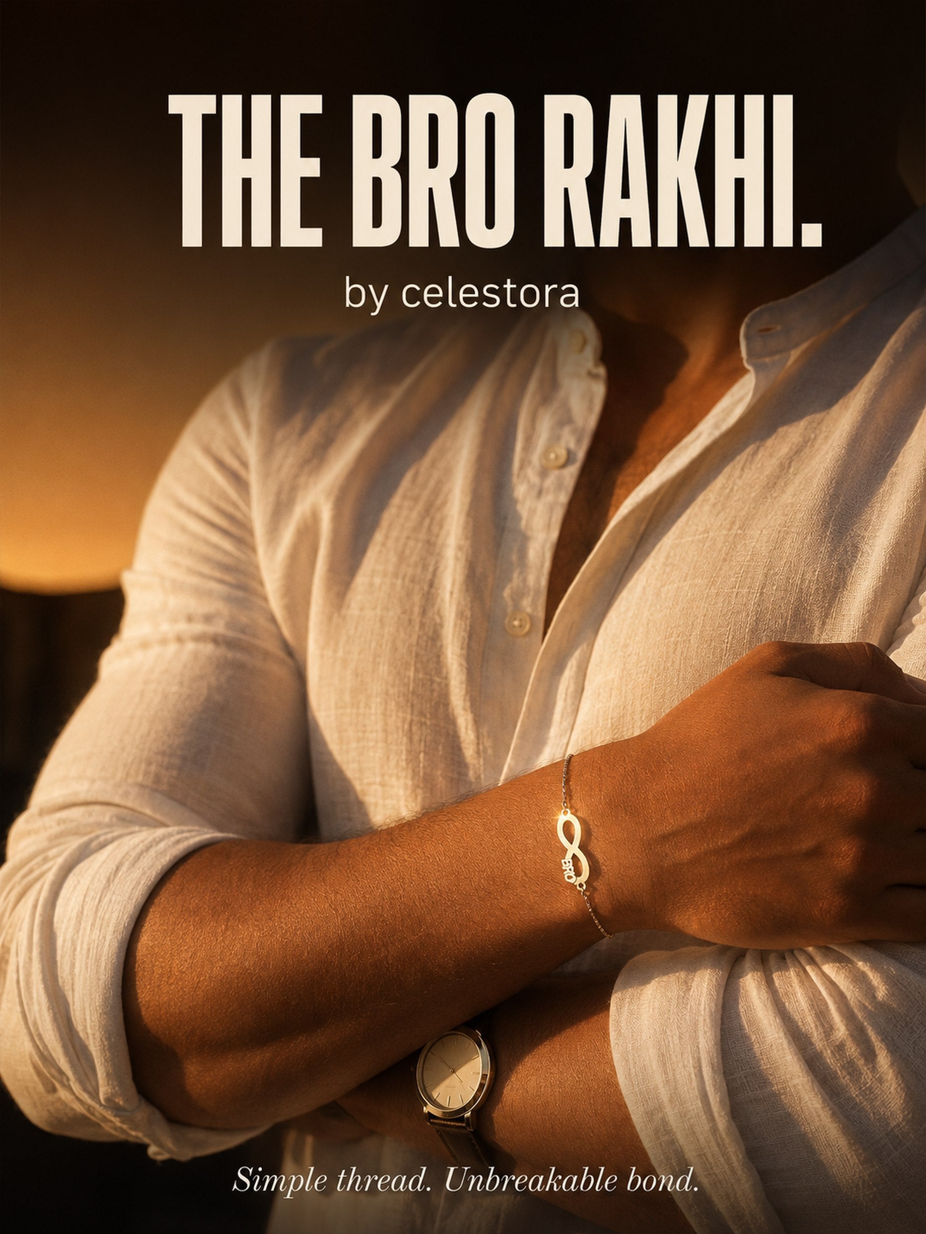 Premium Silver Infinity Love Bro Motif Rakhi Bracelet