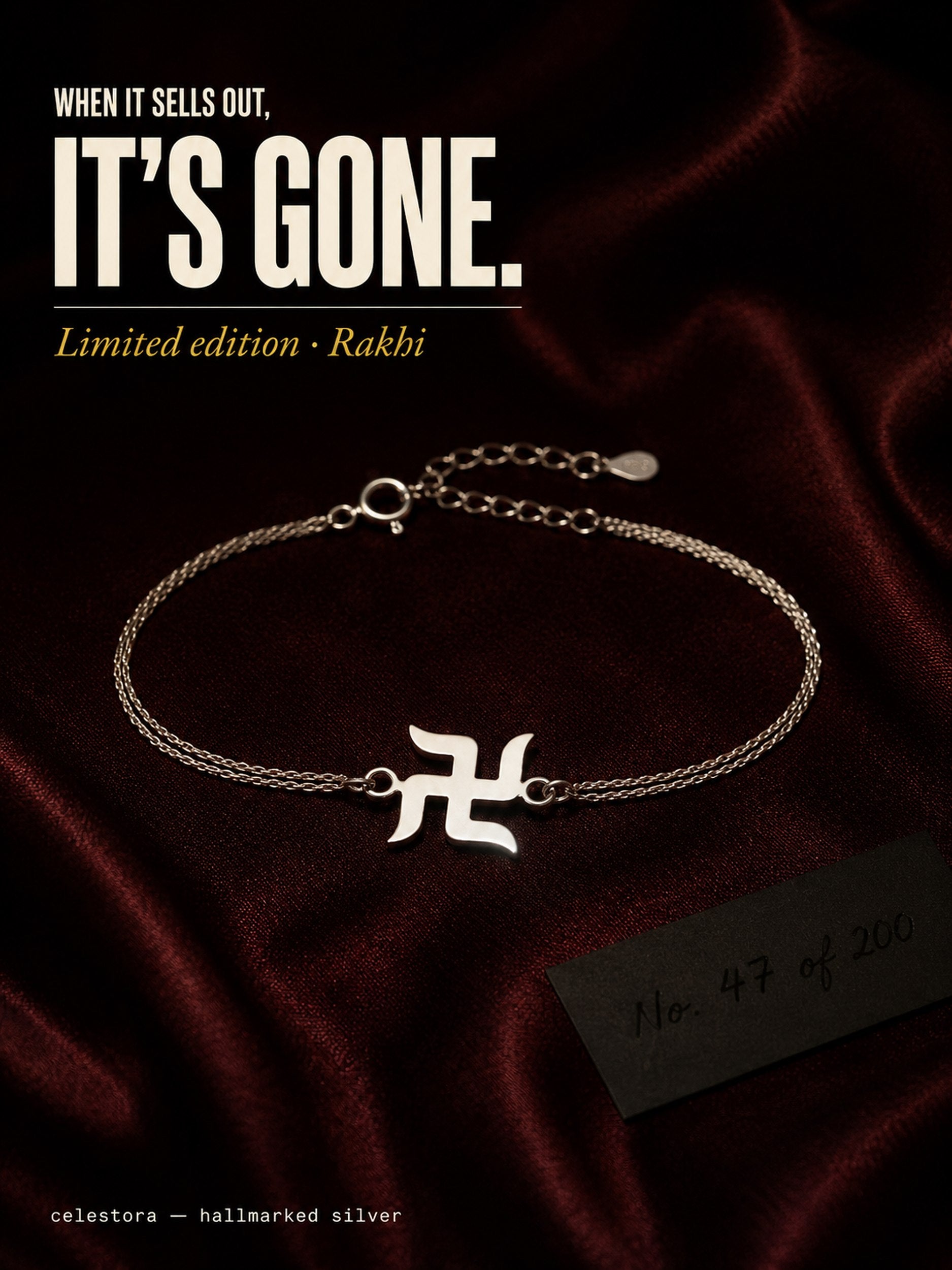 Premium Silver Swastik Rakhi/ Bracelet with single/Double Thread