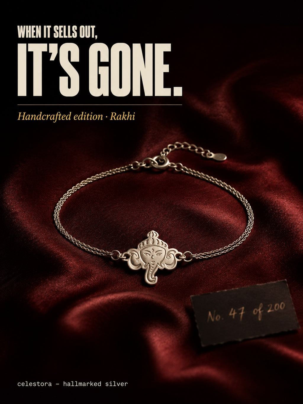 Celestora- Silver Premium Ganesha Rakhi cum Bracelet