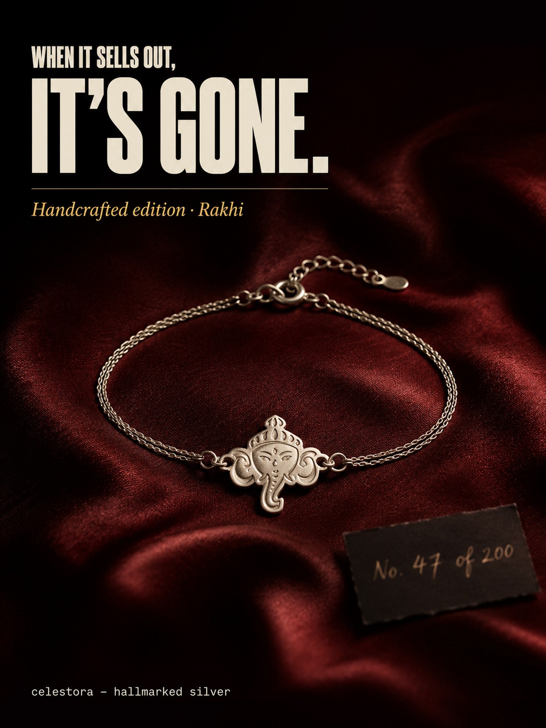 Celestora- Silver Premium Ganesha Rakhi cum Bracelet