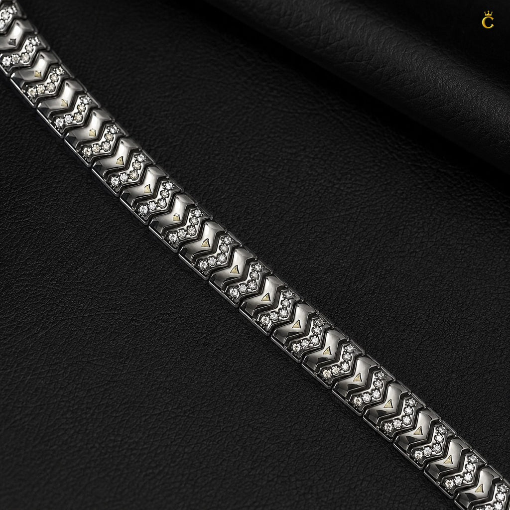 Men's Premium Silver Chevron Link Bracelet