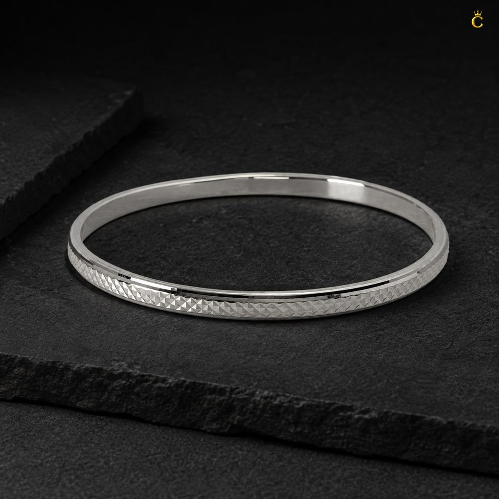 Silver Textured Men's Cuff Bracelet