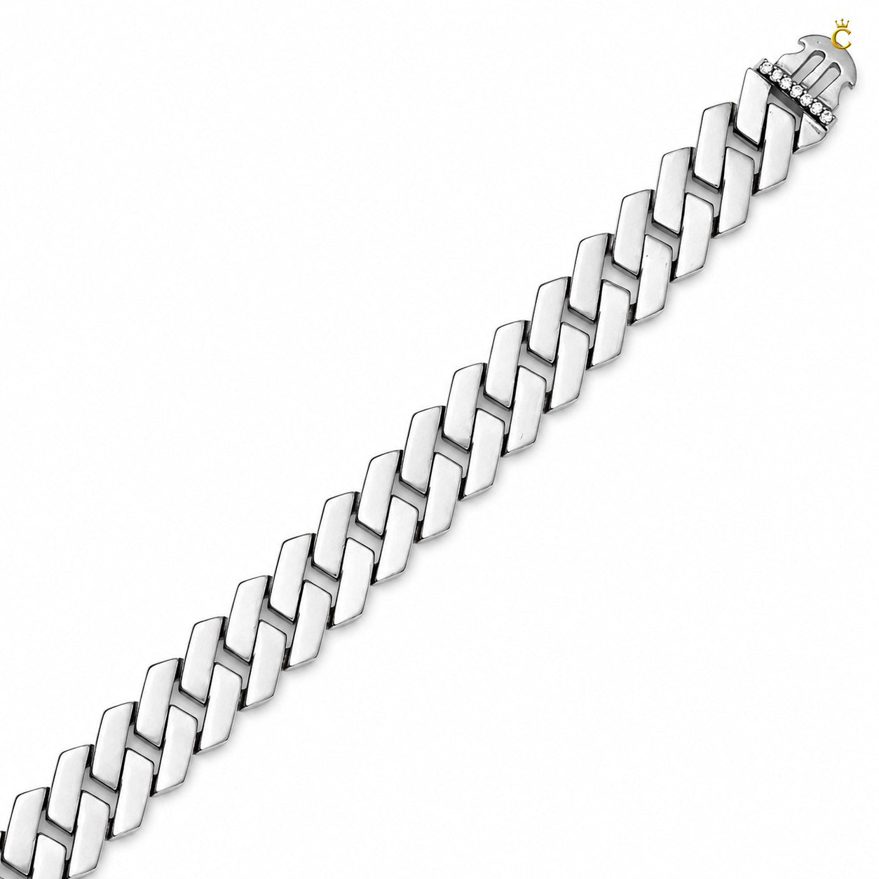 Paved Link Silver Bracelet