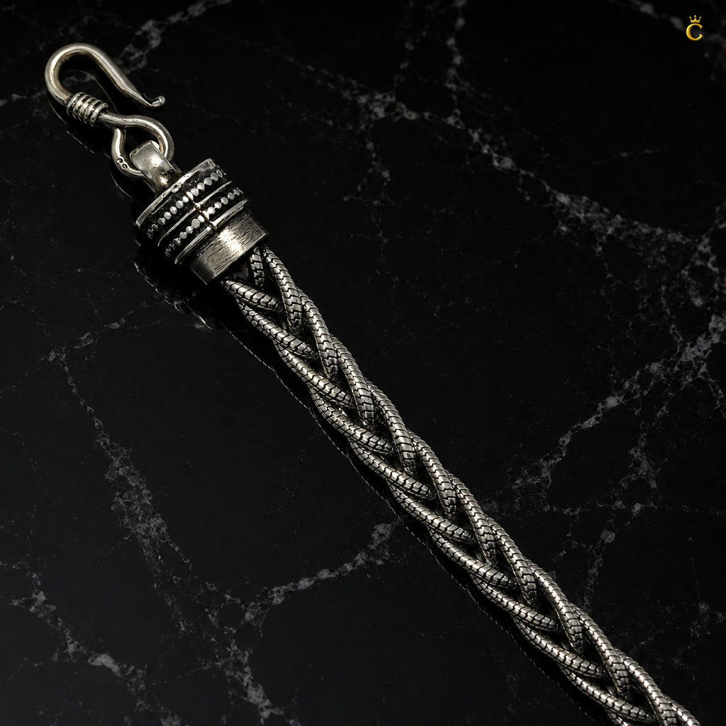 Celestora Braided Silver Bracelet with Hook Lock