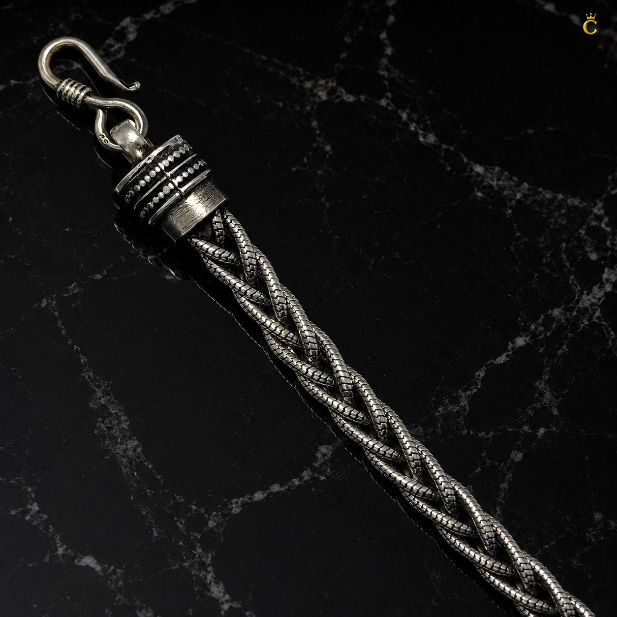 Celestora Braided Silver Bracelet with Hook Lock