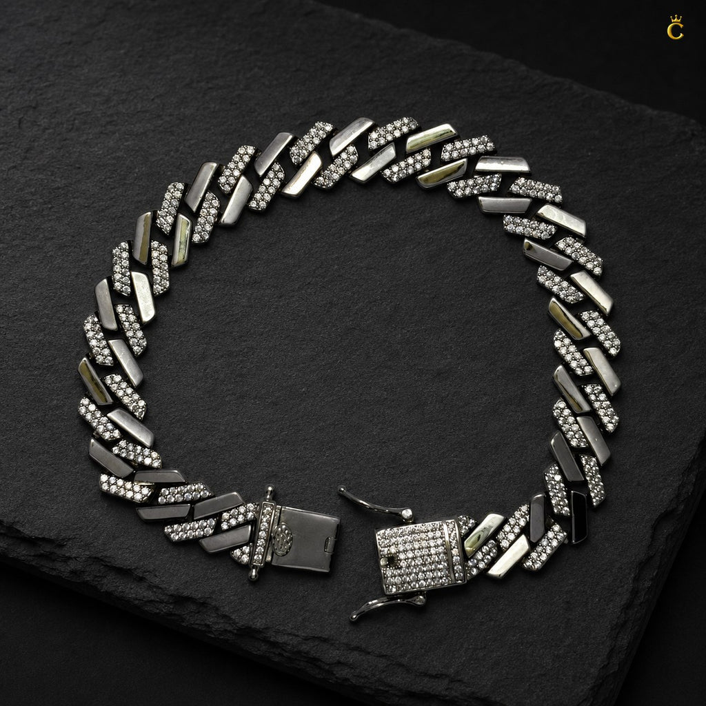 Silver Iced Out Cuban Link Bracelet