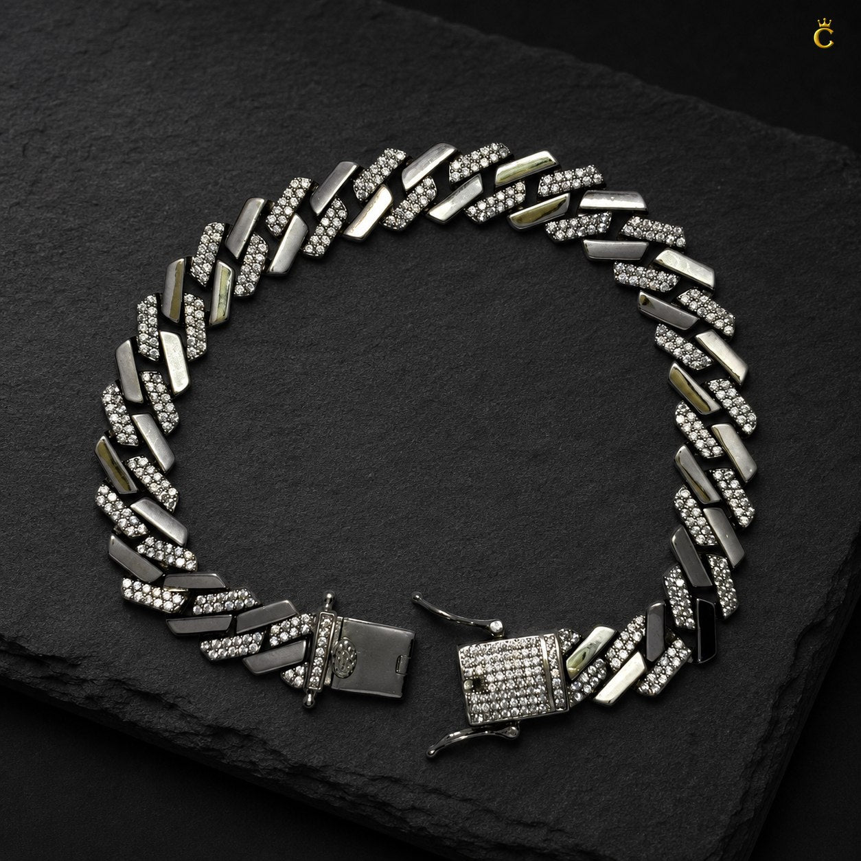 Silver Iced Out Cuban Link Bracelet