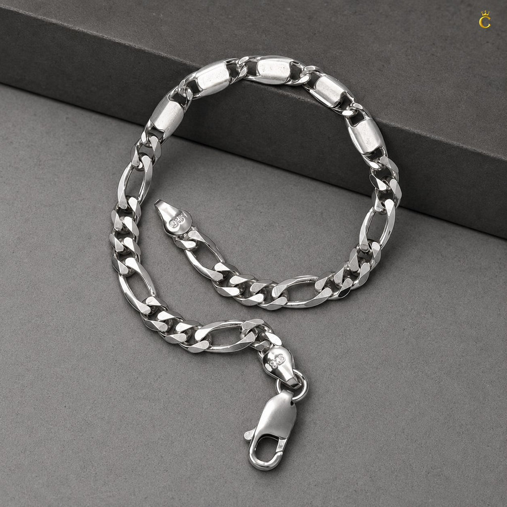 Silver Figaro Link Bracelet
