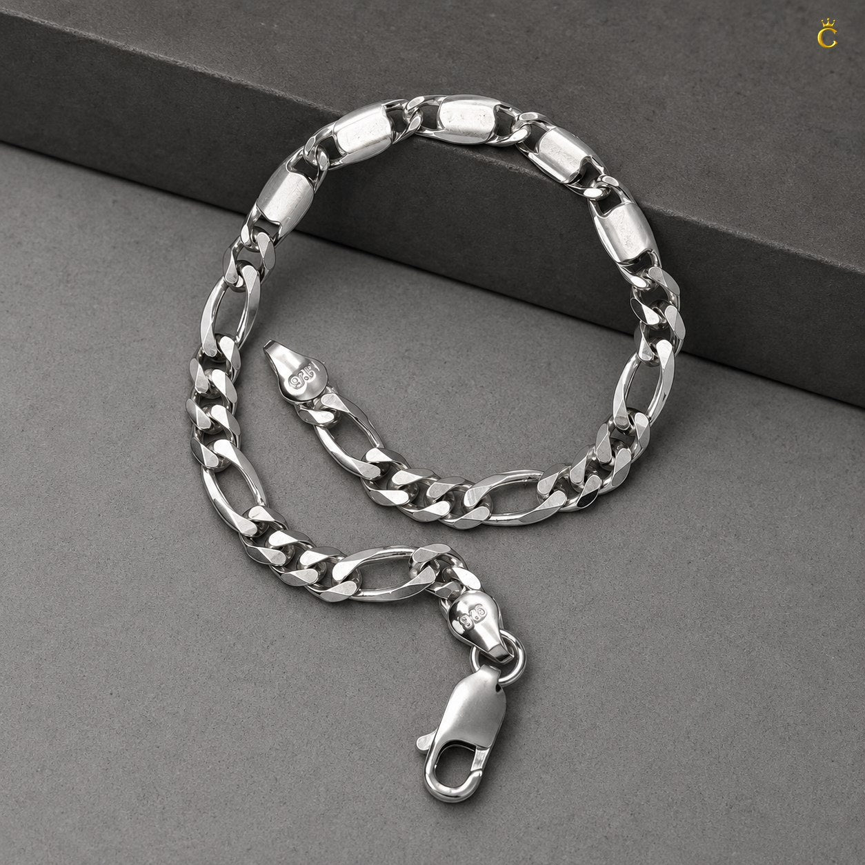 Silver Figaro Link Bracelet