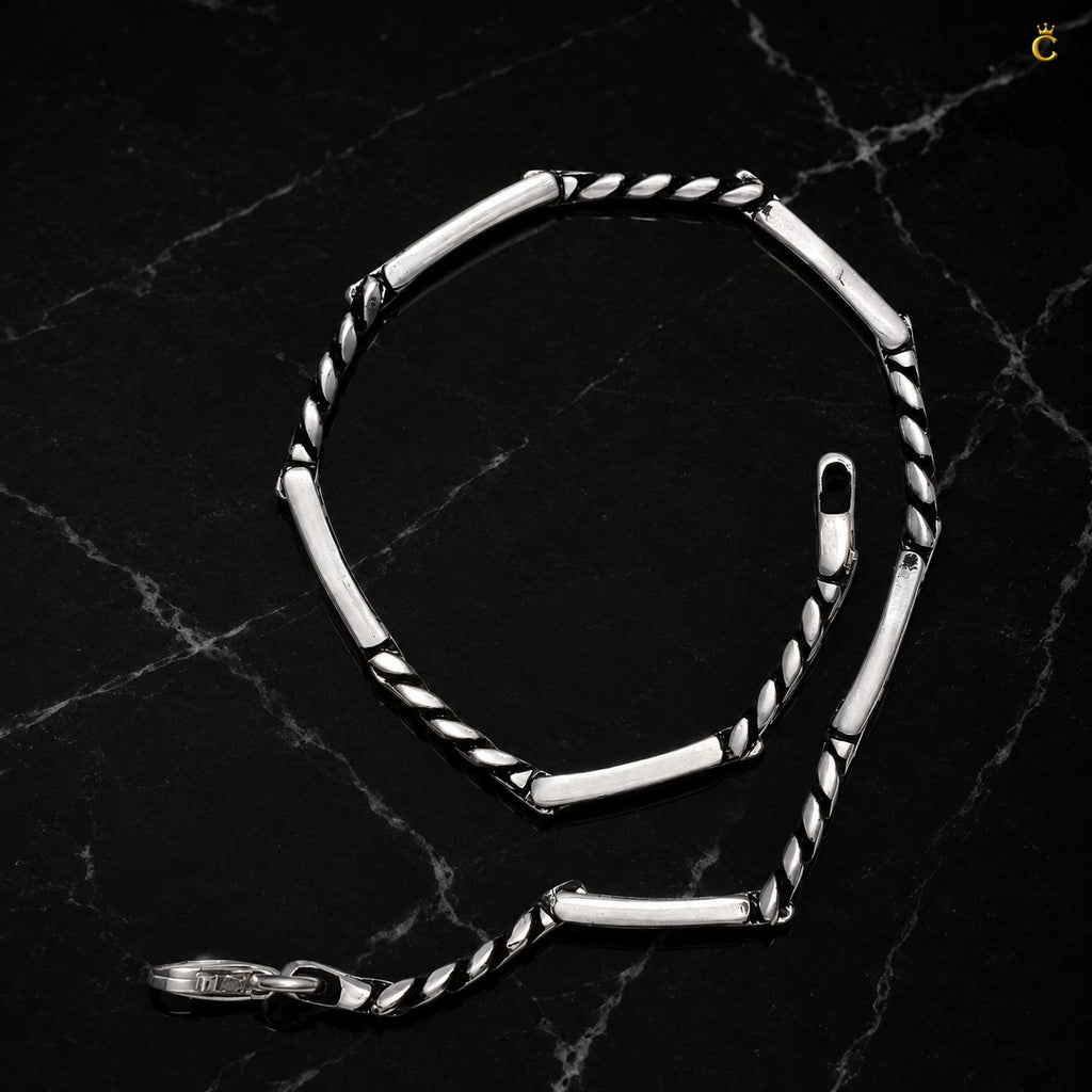 Silver Geometric Link Bracelet for Men